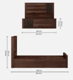 Jorwin Sheesham Solid Wood Queen Size Hydraulic Storage Bed in Light Oak Finish - Image 5
