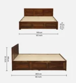 Kastor Mango Wood Queen Size Hydraulic Storage Bed in Dark Walnut Finish - Image 2