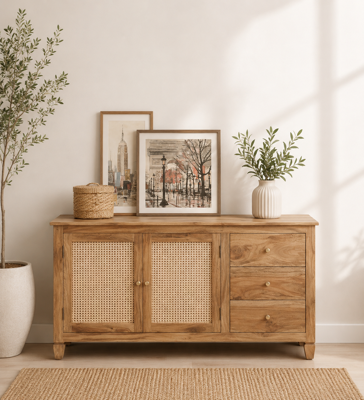 Kavya Sheesham Wood Multipurpose Cabinet In Natural Finish classic wood (1) Kavya Sheesham Wood Multipurpose Cabinet In Natural Finish - Image 1