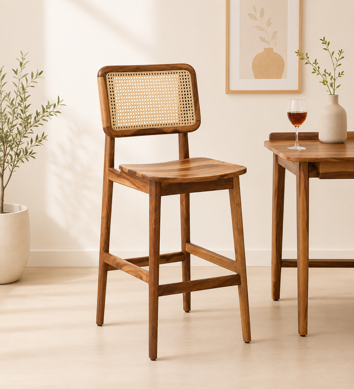 Kelmont Solid Wood High Chairs in Classic Brown Finish (Set of 2) classic wood (1) Kelmont Solid Wood High Chairs in Classic Brown Finish (Set of 2) - Image 1