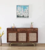 Kiara Sheesham Wood Display Cabinet In Walnut Finish