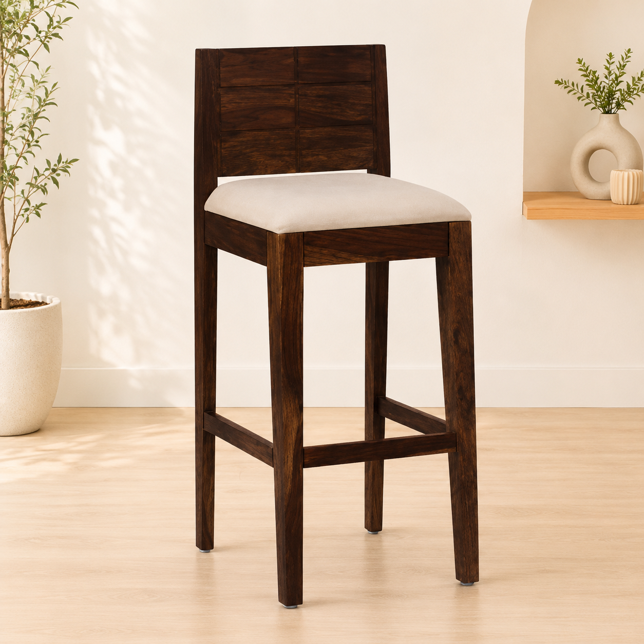 Krevix Wooden Bar Stools in Light Oak Finish (Set of 2) classic wood (1) Krevix Wooden Bar Stools in Light Oak Finish (Set of 2) - Image 1