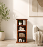 Lambvar Solid Sheesham Wood Book Rack in Warm Walnut Finish