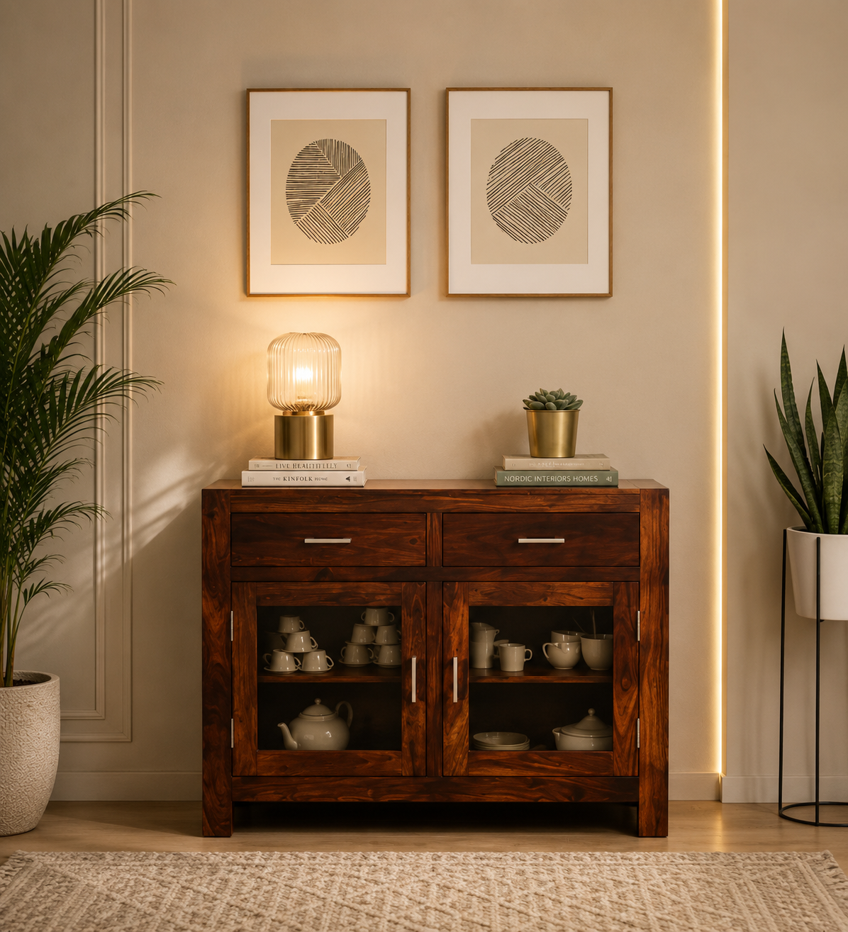 Large Wooden Crockery Cabinet with Drawers classicwood (1) Large Wooden Crockery Cabinet with Drawers - Image 1