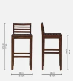 Lexor Solid Wood Bar Stools in Rustic Brown Finish (Set of 2) - Image 6