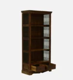 Mudrika Sheesham Wood Bookshelf with Hand Carved Panel Sides in Raw Brown - Image 5