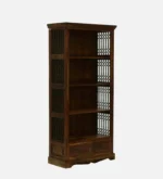 Mudrika Sheesham Wood Bookshelf with Hand Carved Panel Sides in Raw Brown - Image 6