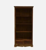 Mudrika Sheesham Wood Bookshelf with Hand Carved Panel Sides in Raw Brown - Image 7