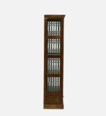 Mudrika Sheesham Wood Bookshelf with Hand Carved Panel Sides in Raw Brown - Image 8
