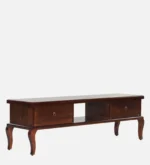 Mudrika Sheesham Wood TV Cabinet with Hand Carved Details in Raw Brown - Image 3