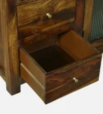 Myra Solid Wood Storage Cabinet With Shelves In Honey Oak Finish - Image 3