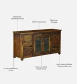 Myra Solid Wood Storage Cabinet With Shelves In Honey Oak Finish - Image 12