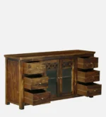 Myra Solid Wood Storage Cabinet With Shelves In Honey Oak Finish - Image 4