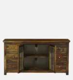 Myra Solid Wood Storage Cabinet With Shelves In Honey Oak Finish - Image 7