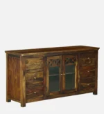 Myra Solid Wood Storage Cabinet With Shelves In Honey Oak Finish - Image 8