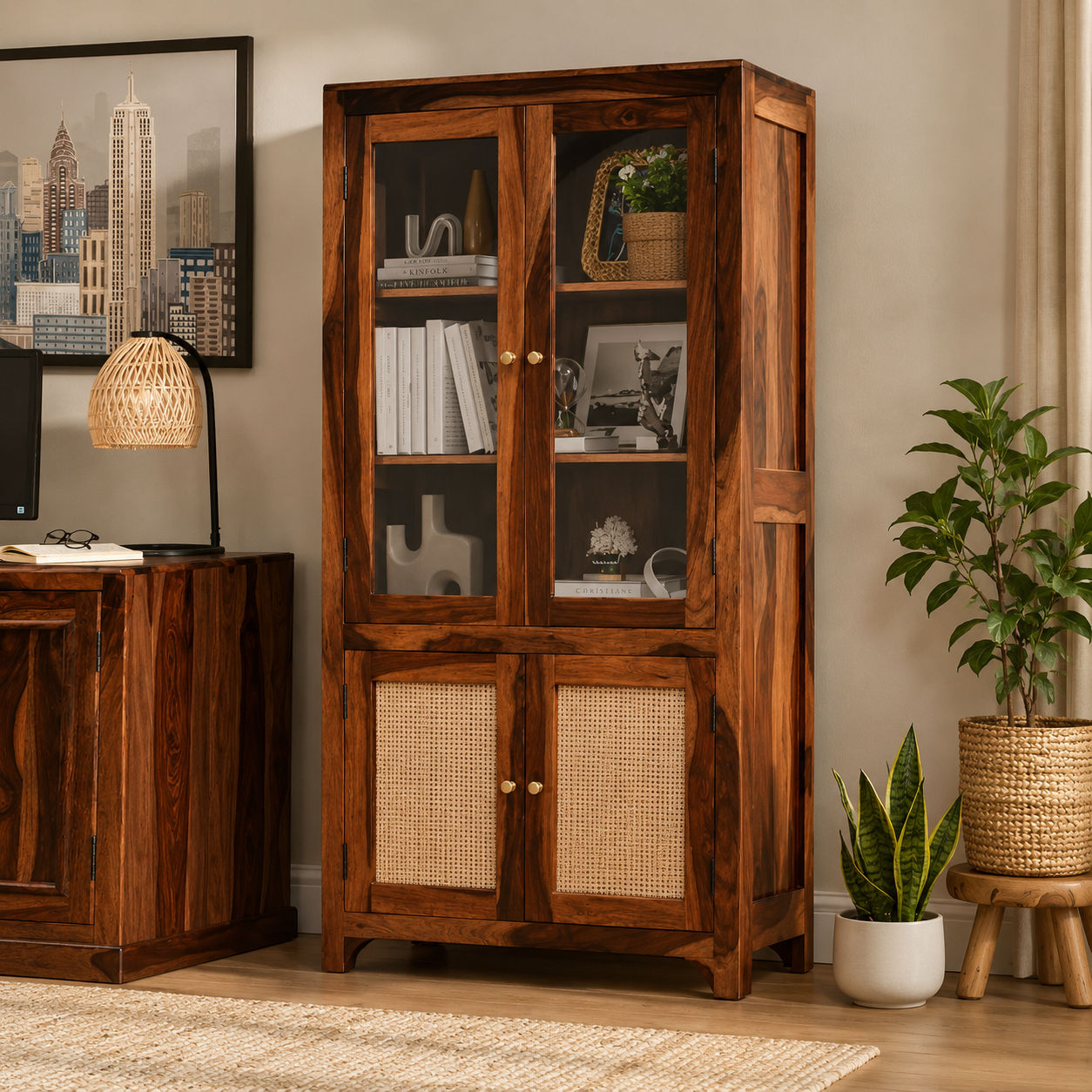 Noren Sheesham Wood Bookshelf classicwood (1) Noren Sheesham Wood Bookshelf - Image 1