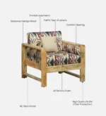 Nova Luxury Fabric Armchair with Comfortable Backrest and Wide Seating - Image 6