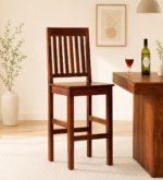 Nreston Wooden Bar Stools in Walnut Finish (Set of 2)