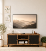 Oakven Engineered Wood TV Cabinet with Drawer Storage in Natural Teak