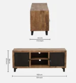 Oakven Engineered Wood TV Cabinet with Drawer Storage in Natural Teak - Image 3