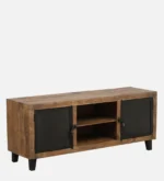 Oakven Engineered Wood TV Cabinet with Drawer Storage in Natural Teak - Image 8