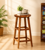 Oriel Solid Sheesham Wood Bar Stool in Natural Finish