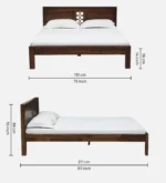 Orlena Sheesham Wood Bed Without Storage With Modern Headboard - Image 6
