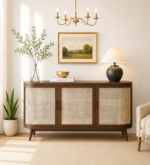 Parth Solid Wood Tall Cabinet with Storage Compartments in Honey Finish