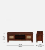 Pebblex Solid Acacia Wood TV Unit with Stone Texture Base in Pebble Grey - Image 8