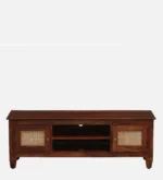 Pebblex Solid Acacia Wood TV Unit with Stone Texture Base in Pebble Grey - Image 6
