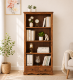 Praangan Solid Sheesham Wood Bookshelf in Walnut Brown Finish