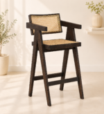 Prevon Solid Wood Bar Chairs in Rich Teak Finish (Set of 2)