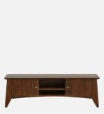 Reganzo Sheesham Wood TV Cabinet with Geometric Carved Doors in Ebony Finish - Image 2