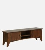 Reganzo Sheesham Wood TV Cabinet with Geometric Carved Doors in Ebony Finish - Image 4