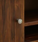 Reganzo Sheesham Wood TV Cabinet with Geometric Carved Doors in Ebony Finish - Image 7
