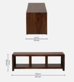 Sandoval Mango Wood TV Cabinet with Rattan Door Panels in Sandstone Finish - Image 5