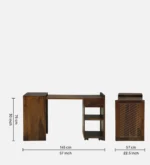 Sheesham Wood Folding Writing Table In Provincial Teak Finish - Image 3