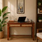 Sheesham Wood Writing Table In Honey Oak