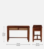 Sheesham Wood Writing Table In Honey Oak - Image 3