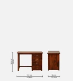 Sheesham Wood Writing Table In Scratch Resistant Provincial Teak Finish - Image 3