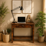 Sheesham Wood Writing Table In Scratch Resistant Provincial Teak Finish