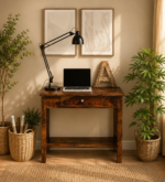Sheesham Wood Writing Table In Scratch Resistant Provincial Teak Finish