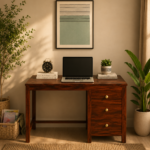 Sheesham Wood Writing Table in Scratch Resistant Honey Oak Finish