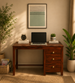 Sheesham Wood Writing Table in Scratch Resistant Honey Oak Finish