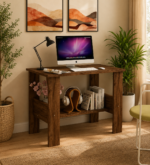 Sheesham wood computer study table with storage cabinet