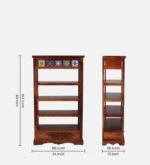 Smriti Solid Sheesham Wood Bookcase with Adjustable Shelves in Warm Brown Finish - Image 7