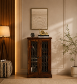 Solid Wood Crockery Cabinet with Glass Doors