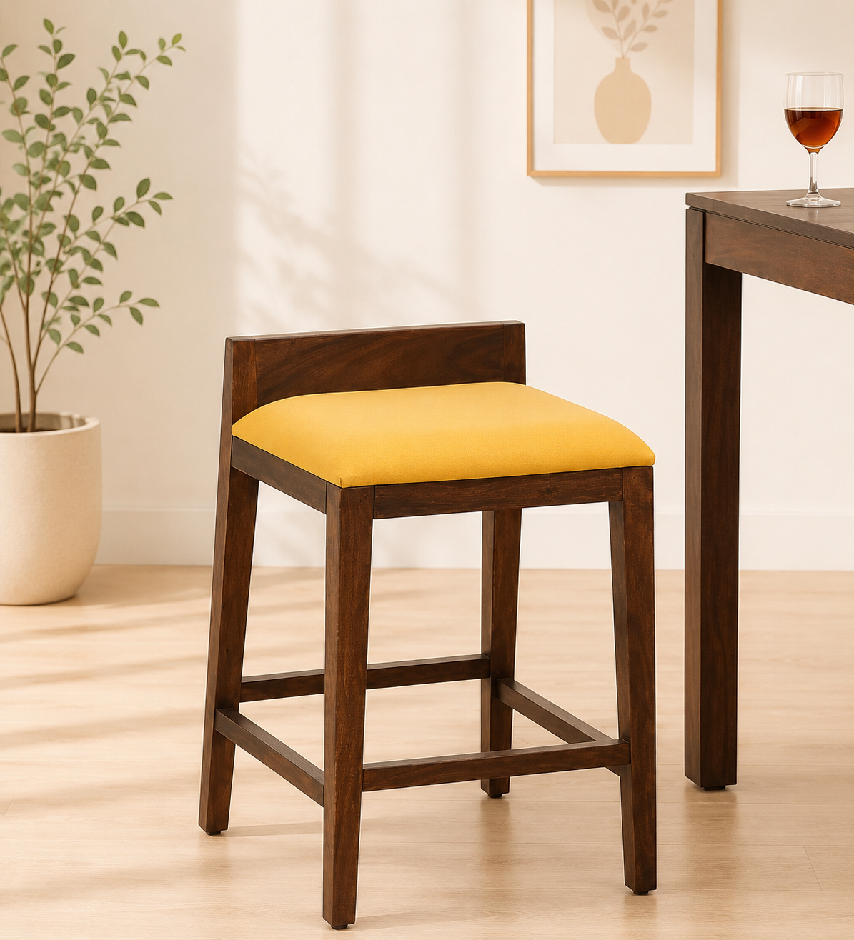 Somira Wooden High Chairs in Natural Finish (Set of 2) classic wood (1) Somira Wooden High Chairs in Natural Finish (Set of 2) - Image 1