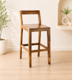 Svano Solid Wood Bar Chairs in Rich Brown Finish (Set of 2)