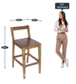 Svano Solid Wood Bar Chairs in Rich Brown Finish (Set of 2) - Image 6
